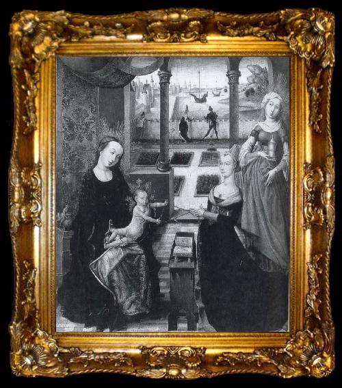 framed  Master of the View of Sainte Gudule Virgin and Child a Female Donor and St Mary Magdalene, ta009-2